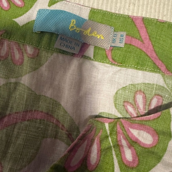 Boden Linen Green and Pink Floral Midi Dress size 8 - Picture 3 of 6